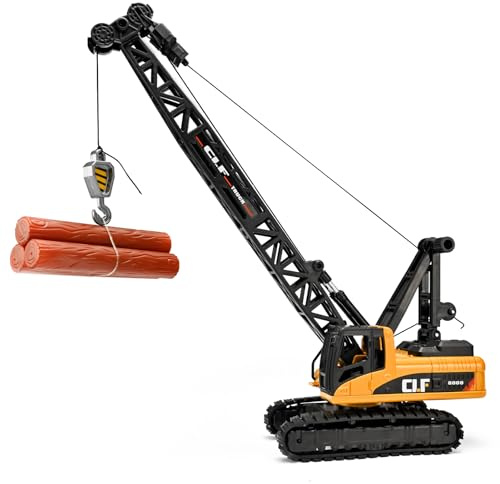 NOVAFUSION Construction Crane Toys for Boys,Crawler Cranes Truck Toy with Rotatable Fuselage Workbench and Liftable Robotic Arm,Cranes Truck with Simulated Lights,Crane Toys for Boys Age 4-7