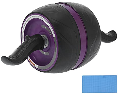 Roue abdominale, équipement silencieux, rouleau d'entraînement pour abdominaux, thaïlandais avec poignée souple, comprend un tapis de sol pour une utilisation en salle de sport à