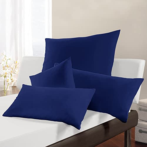 Erwin Müller Kissenbezug, Kissenhülle Interlock-Jersey, dunkelblau Größe 40x60 cm - bügelfrei, mit Reißverschluss, 100% Baumwolle