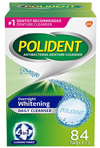 Polident Overnight Whitening Denture Cleanser Tablets - 84 Count