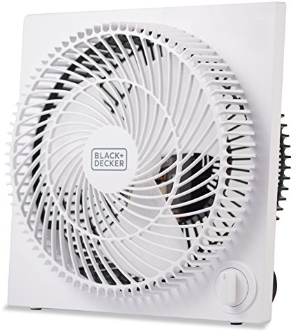 BLACK+DECKER 9-Inch Frameless Box Fan, Freestanding Desk Fan with 3-Speed Settings, Portable Fan for Home Office or Garage, BFB09W, White