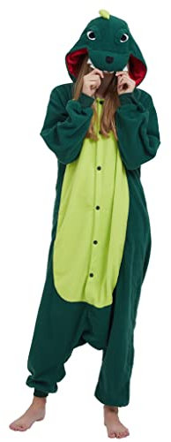 Magicmode Unisex Pyjamas Jumpsuit Tierkostüm Dinosaurier Onesie Damen Herren Karneval Nachtwäsche