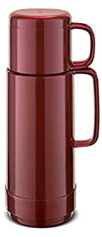 ROTPUNKT Isolierflasche 500ml mit integriertem Becher - Hochwertige Isolierkanne Made in Germany I Bis zu 24 h heiß & 36 h kalt (Andreas 80, Shiny Burgund)
