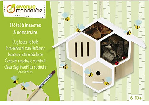Avenue Mandarine CO173C - Scatola creativa Casetta per gli insetti da assemblare- include 1 casetta 18x9x20 cm da montare, un pennello, colla e vernice