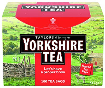 Yorkshire Tea 100 Tagged Tea bags (Pack of 6)