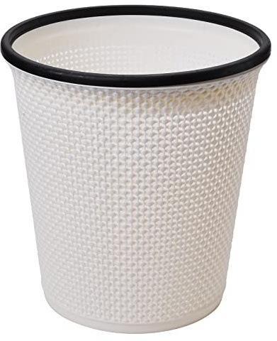 Zuvo Corbeille à papier en plastique - Look moderne cylindrique - Design ouvert sur le dessus - Poubelle légère pour cuisine, chambre, salle de bain et bureau - Blanc