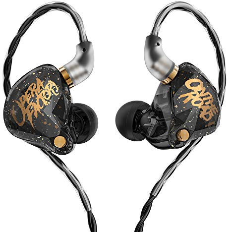 KBEAR OS1PRO Auriculares in Ear para Músicos, Auriculares HiFi con Sonido Estéreo Impulsado por Graves, Cancelación de Ruido, Cable Desmontable de 2 Pines, (Negro, con Micrófono)