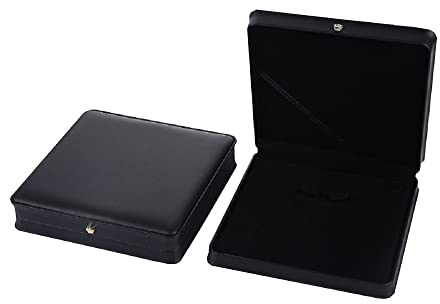 JunningGor Wedding Jewelry Set Premium Leather Box Necklace Earring Ring Display Case Storage Holder (Big Black)