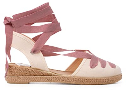 Pisamonas Alpargatas Cuña Goyescas con Cintas Talla 37 Color Rosa