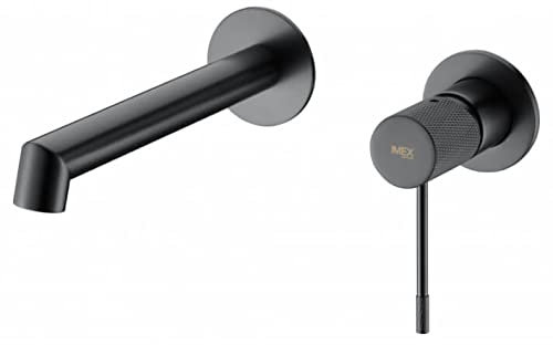 IMEX Robinet mitigeur lavabo encastré avec système de montage mural Kit de montage final - SERIE LINE Black Gun Metal - GLD038/BGM