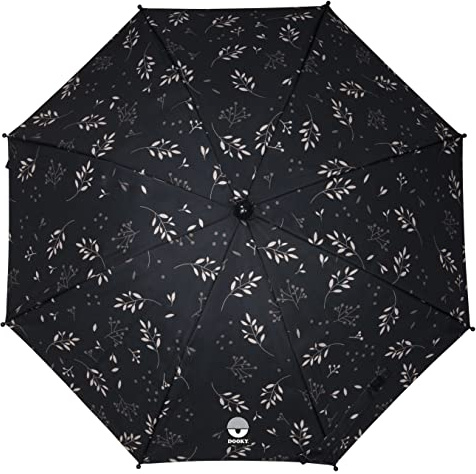 Dooky - Sonnenschutz Kinderwagen & Buggy UPF 50+ Sonnenschirm, Sonnensegel für Kinder & Baby- Durchmesser 76 cm - 100% Polyester - Kinderwagen Zubehör UV-Schutz - Romantic Leaves Black