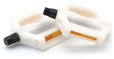 TAHUAON 1 Pair Resin Kid's Bike Pedal 9/16 with Reflectors White