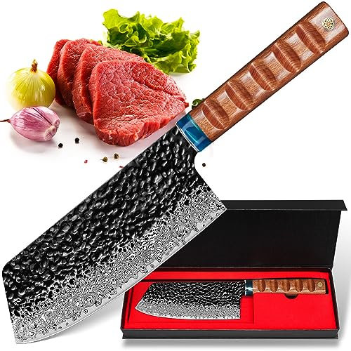 Home Safety Damascus Kitchen Knife, 6.53 inch Chef Knife, 67 Layers of VG10 Damascus Steel, Ergonomics Wood Handle Professional Cooking Knifes with Gift Box for Home, Restaurant