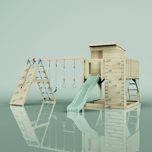 PolarPlay Spielturm Frida aus Holz in Grün Trapezstange