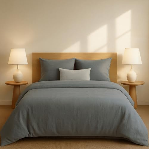 Dreamzie Funda Nordica Algodon 200x220 - Gris Oscuro - Ropa de Cama, Funda Edredon 200x220 y 2X Funda Almohada 80x80 - Algodón Reforzado - 3 Piezas