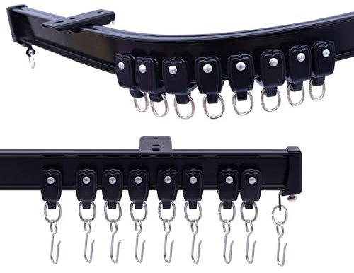 Bendable Curtain Track, Ceiling Curtain Rail Track, Black 12-15 Ft
