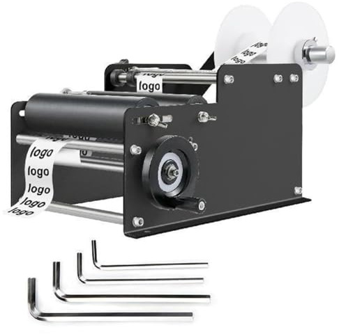Manuell etiketteringsmaskin för flaskor, Applikator för handetiketter Standard rund PET Plastglas, metall, etiketteringsmaskin för etiketter för livsmedel (Black)