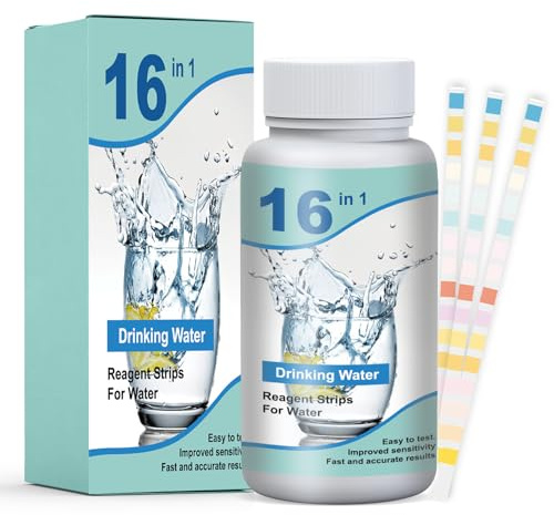 50 Pezzi strisce reattive per acqua potabile 16 in 1,Strisce reattive dell'acqua potabile di valore di pH, Prove dell'acqua potabile,test dell'acqua di alta qualità per acquario, piscina,spa