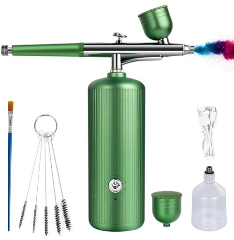 Airbrush-Kit mit Kompressor - Wiederaufladbares, Tragbares, Verstopfungsfreies Hochdruck-Airbrush-Set mit Düse und Reinigungsbürsten-Set für Nail Art, Makeup, Friseur, Tortendekoration