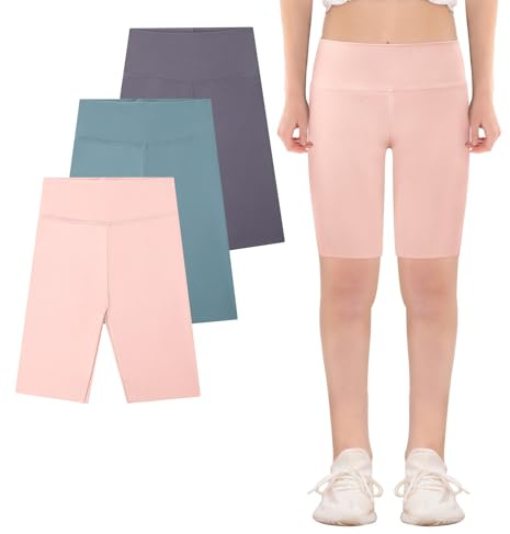 KAKU NANU Pantalones Cortos Niña Mallas Leggins Cortos Niña Ciclista Verano Culotte Rosa Azul Morado 9 8 10 Años