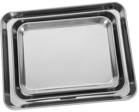 OUNONA 3stücke Edelstahl Toaster-backblech Induktions-bräter Mit Antihaftbeschichtung Kompaktes Backblech Für Blechkuchen Geeignet Für Various Lebensmittel