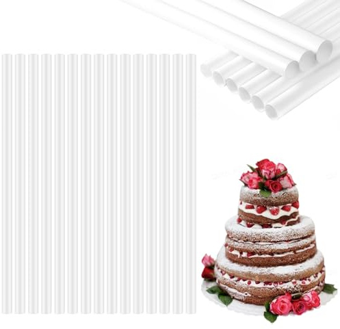 Cake Dowels for Tiered Cakes 30cm, 24pcs Plastic Cake Tier Support Rods for Tiered Cakes Dowel Rods Stacking Support