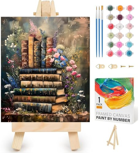 Fan House Pintura por Números Adultos y Niños con Marco 20x30cm,Pintar por Numeros Adultos, Principiantes con Pinceles y Pinturas Acrílicas de Lienzo Decoración para el Hogar