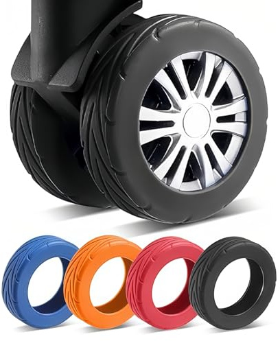 AstraGlam Conjunto de 8 Cubiertas para Ruedas de Equipaje Mejoradas de Silicona, Protección contra Ruido y Desgaste para Ruedas de 2 a 2,4 Pulgadas