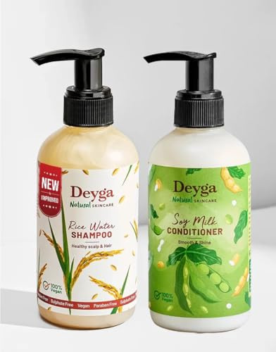 Daily Use Healthy Hair Combo – Rice Water Shampoo + Soy Milk Conditioner Set for Smooth, Manageable Hair, Plant-Based Daily Hair Care