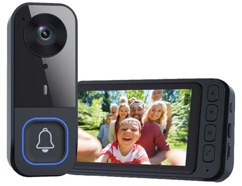 TKMARS Sonnette sans Fil avec Caméra, Visiophone sans Fil Écran IPS 4.5 HD, Interphone Vidéo sans Fil Extérieur, sans WiFi ni Application, Vision Nocturne, Angle 120°