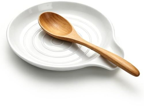 Homquen Soporte para Cucharas de Cocina, Porta Utensilios de Plástico para Estufa y Encimera, Ideal para Espátulas, Cucharones y Pinzas, 15x13 cm (Blanco)
