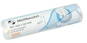 Deiss Universal 49915 - Bolsas de basura (20 unidades, 620 x 750 mm, 60 L), transparente