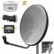 ARLI 60cm HD Sat Anlage Single LNB + 20m Koaxialkabel 135dB + Satfinder + 2 F-Stecker Digital 1 Teilnehmer Antenne Grau UHD 4K FullHD