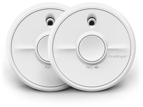 FireAngel SB1-R Smoke Alarm - Toast Proof, Optical Smoke Alarms for Home with Replaceable Battery and Test/Silence Button - Early Smoke Detector Fire Alarm - 90 x 35 mm - White - 2-Pack