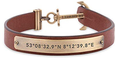 PAUL HEWITT Bracciale uomo Signum Coordinate - Bracciale uomo ancora (marrone) Bracciale uomo acciaio con ciondolo a forma di ancora (ottone)