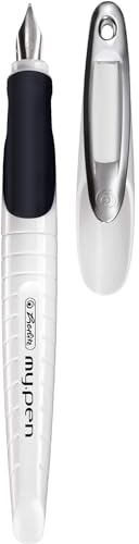 Herlitz Füllhalter mit Gravur / Linkshänder-Füller / Farbe: weiß/schwarz