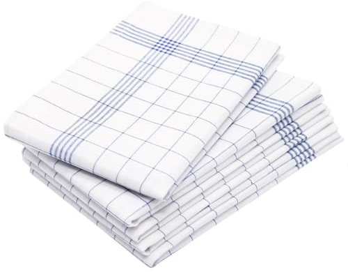 ZOLLNER 5er Set Geschirrtücher, 50x70 cm, Halbleinen, blau weiß