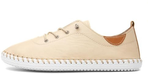 Lunar St Ives Leather Plimsoll 6 UK Beige