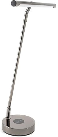 Lampe de piano GEWA/Lampe de pupitre/Lampe de pupitre - Capteur tactile - 78 LEDs - 3000 K - 6500 K - Variable - 1200 Lux - Prise de chargement USB - adaptateur secteur - Couleur: Chrome Noir Brillant