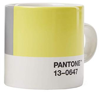 Pantone Porcelain Espresso Cup, Thick-Walled, Dishwasher-Safe, 120 ml, Illuminating 13-0647 & Ultimate Gray 17-5104, 18582