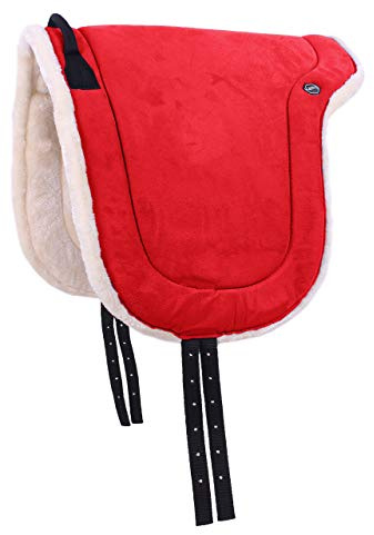 QHP Tapis d'équitation cheval Bareback Pad 19 mm | Maintien sûr | Équitation confortable | Taille pratique (Rouge clair, Shet)