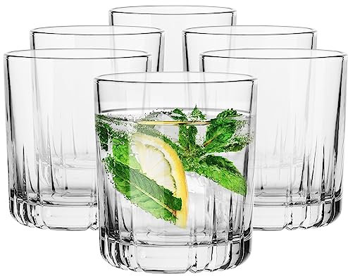 TREND FOR HOME Gläser Set 280 ml Cocktailgläser 6er Set Trinkgläser Wassergläser Whiskey Round Glasses Tumbler Eiskaffee Transparent Gläser Trinkglas Wasserglas | H: 9.5 cm | Ø 8.5 cm | Gina