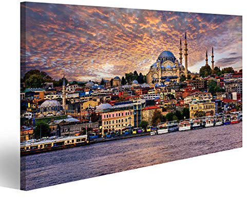 Bild auf Leinwand Goldenes Horn Und Die Altstadt Von Istanbul Auf Dramatischem Sonnenuntergang Türkei Wandbild Poster Kunstdruck Bilder