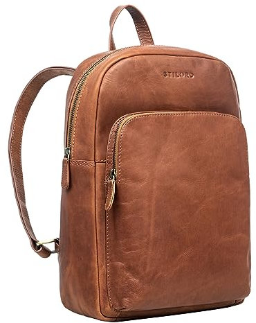STILORD 'Jona' Lederrucksack mit Laptopfach 15,6 Zoll Echtleder für Herren und Damen braun Glattleder Großer Rucksack für Business Studenten Reisen und City-Rucksack Leder Retro