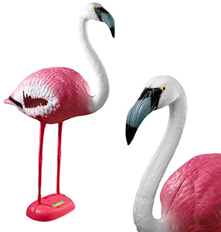 KADAX Garten-Flamingofigur, 80cm Dekofigur Flamingo, Gartenstecker aus Kunststoff, Gartenfigur exotischer Vogel, rosa Teichfigur, Gartendeko für Teich (1 Stück)