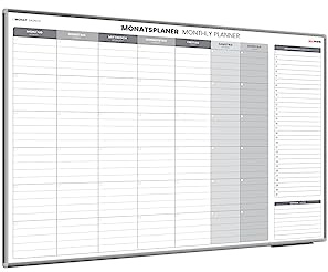 ALLboards Magnetischer Monatsplaner 120x90cm für Monatsplanungen, einfach zu beschreiben Monatsplaner Wandkalender Memoboard Magnettafel auf Deutsch