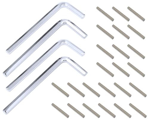 Spring Hinge Tension Pin Metal Dowel Pegs Shelf Support Replacement Kit for Self Closing Garage Door Closer Hinge (24x Shelf Pins and 4X Hex Wrenches)