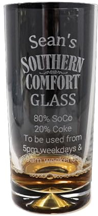 Regalo Personalised Engraved Dimple Highball Glass - Southern Comfort% Design (No Gift Box)