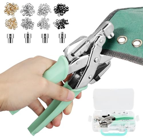 Ösenzangen Set 160 Stück (Ösenzange +160 Ösen) Metallösen 3 mm & 5 mm Ösen Werkzeugsatz mit Locher Planenösen Installationswerkzeug für Stoffe Schuhe Leder Taschen Kleidung VIHBRAI