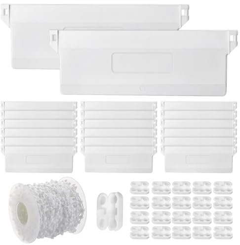 Lot de 20 plaques de lestage pour rideau à lamelles de 127 mm - 20 pièces de rechange pour store vertical - Chaîne blanche de 10 m et 20 connecteurs de chaîne pour stores verticaux
